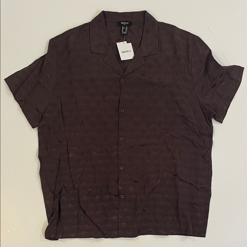 Forever 21 Dark Brown Casual Button Down Shirt